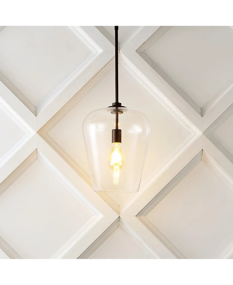 Hayes 11.25" 1-Light Industrial Farmhouse Iron, Glass Led Pendant