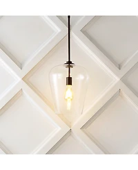 Hayes 11.25" 1-Light Industrial Farmhouse Iron, Glass Led Pendant