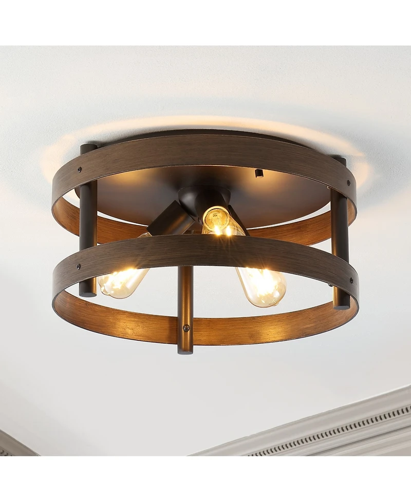 Cooper 16" 3-Light Farmhouse Industrial Iron Led Flush Mount