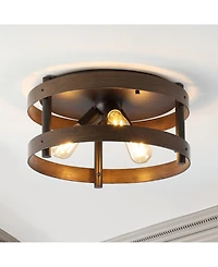 Cooper 16" 3-Light Farmhouse Industrial Iron Led Flush Mount