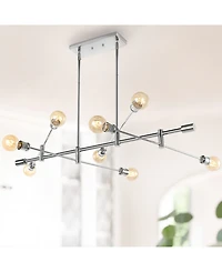 Ikon 63" 8-Light Mid-Century Modern Arm-Adjustable Iron Linear Led Pendant