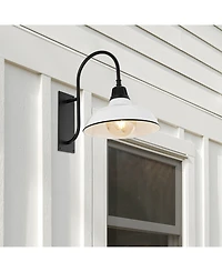 Stanley 12.25" 1-Light Farmhouse Industrial Indoor, Outdoor Iron Led Gooseneck Arm Sconce