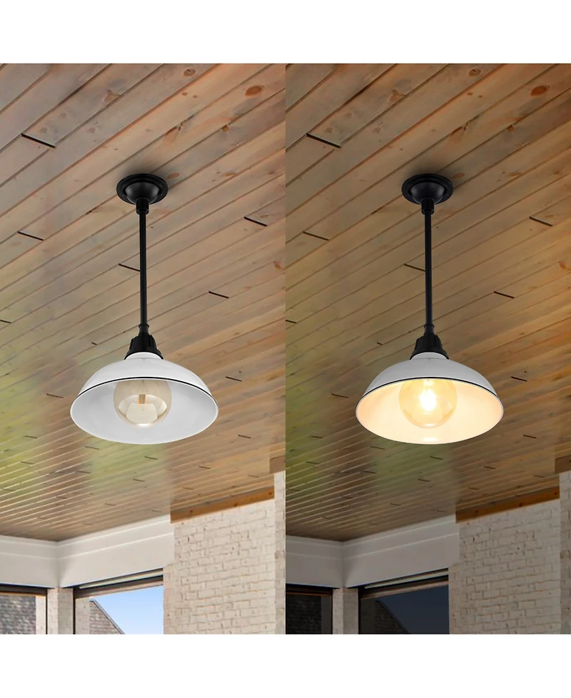 Jasper 12.25" 1-Light Farmhouse Industrial Indoor, Outdoor Iron Led Pendant