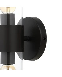 Quinn 15.5" 2-Light Farmhouse Industrial Iron, Acrylic Led Sconce