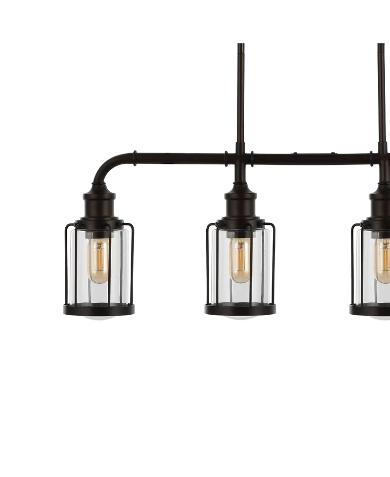 Abbott 34" 4-Light Farmhouse Industrial Iron, Glass Linear Led Pendant