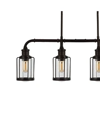 Abbott 34" 4-Light Farmhouse Industrial Iron, Glass Linear Led Pendant