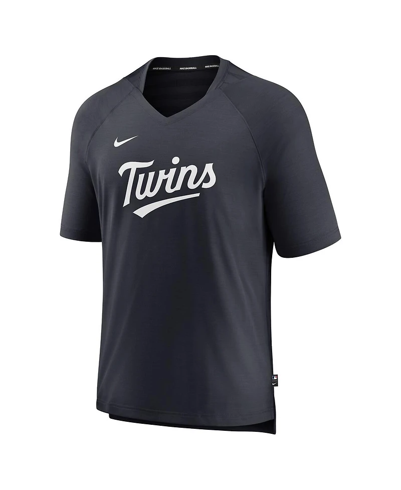Men's Nike Minnesota Twins Navy Authentic Collection Pregame Raglan Performance V-Neck T-shirt