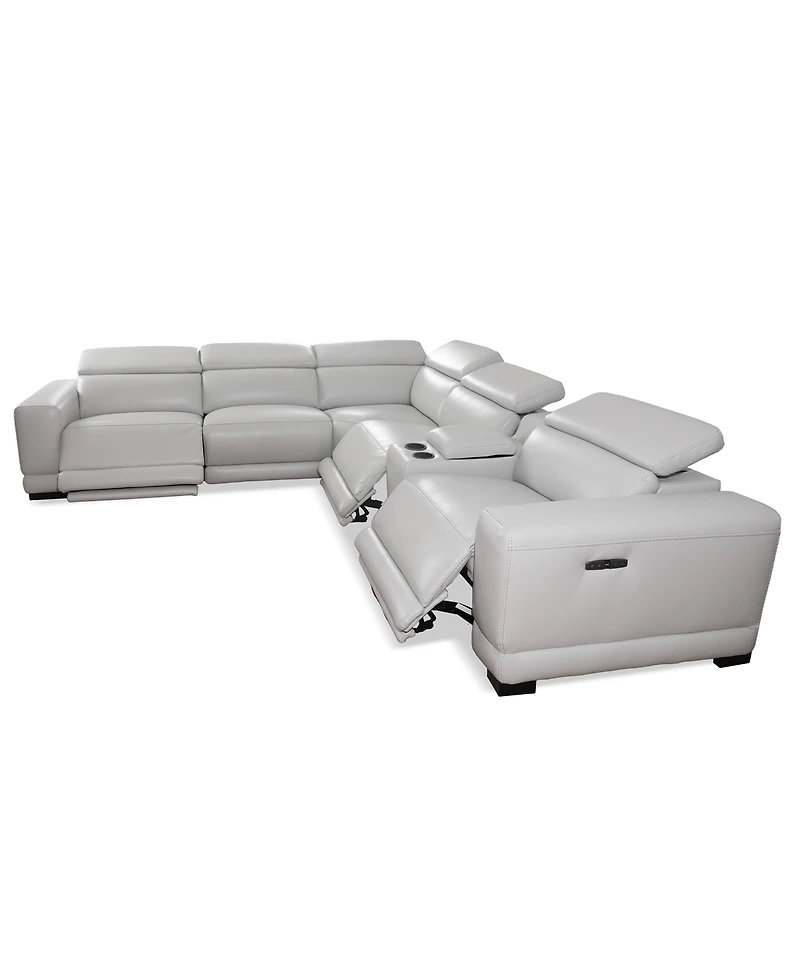 Closeout! Krofton 6-Pc. Beyond Leather Fabric Sectional L with 3 Power Motion Recliners and 1 Console, Created for Macy's