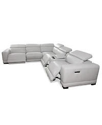 Closeout! Krofton 6-Pc. Beyond Leather Fabric Sectional L with 3 Power Motion Recliners and 1 Console, Created for Macy's