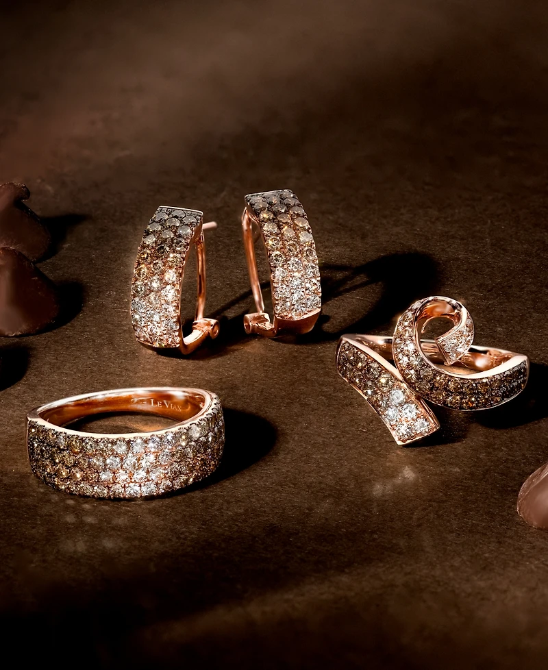 Le Vian Ombre Chocolate Diamond & Nude (1-1/4 ct. t.w.) Omega Hoop Earrings 14k Rose Gold, White Gold or Yellow