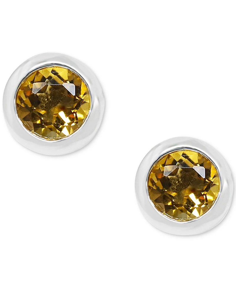Citrine Bezel Stud Earrings (3/8 ct. t.w.) in Sterling Silver