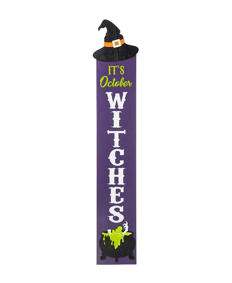 Glitzhome 48" H Halloween Wood Witch Hat Porch Decor