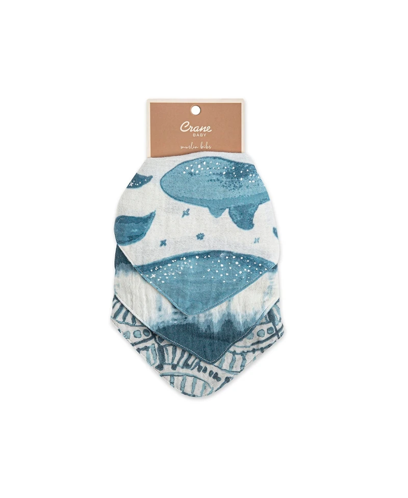 Crane Baby Baby Boys Caspian Muslin Bibs, 3 Piece Set