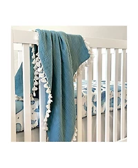 Crane Baby Baby Boys 6 Layer Muslin Tassel Blanket