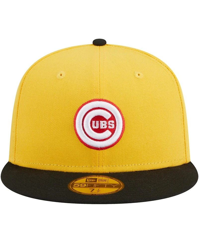 Men's New Era Yellow, Black Chicago Cubs Grilled 59FIFTY Fitted Hat