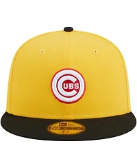 Men's New Era Yellow, Black Chicago Cubs Grilled 59FIFTY Fitted Hat
