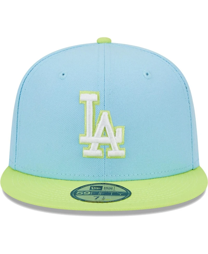 Men's New Era Light Blue, Neon Green Los Angeles Dodgers Spring Color Two-Tone 59FIFTY Fitted Hat