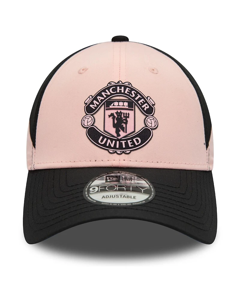 Men's New Era Pink, Black Manchester United 9FORTY Adjustable Hat