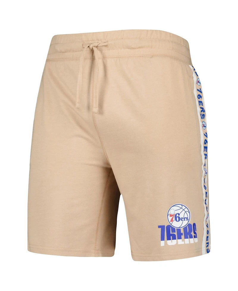 Men's Concepts Sport Tan Philadelphia 76ers Team Stripe Shorts