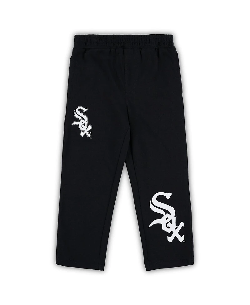Toddler Boys and Girls Black, White Chicago Sox Batters Box T-shirt Pants Set