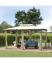 Outsunny 10'x13' Outdoor Canopy 2-Tier Top Gazebo Bbq Party Tent,