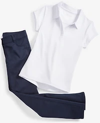 Nautica Big Girls Uniform Short Sleeve Performance Knit Polo Top