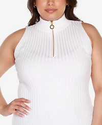 Belldini Black Label Plus Sleeveless Quarter Zip Sweater