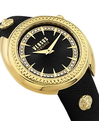 Versus Versace Women's Two-Hand Quartz Tortona Black Genuine Leather Strap 38mm