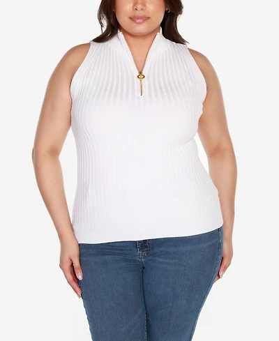 Belldini Black Label Plus Sleeveless Quarter Zip Sweater