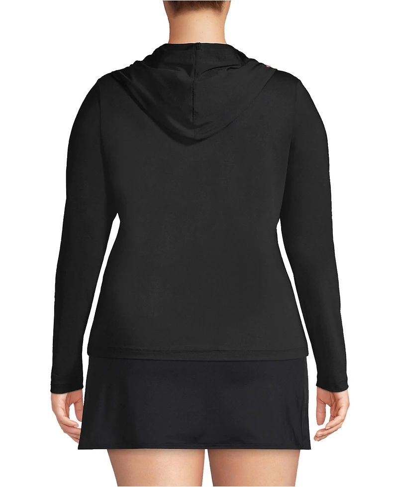 Lands' End Plus SunShade Upf 50 Long Sleeve Hooded Full Zip Rash Guard