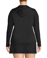 Lands' End Plus SunShade Upf 50 Long Sleeve Hooded Full Zip Rash Guard