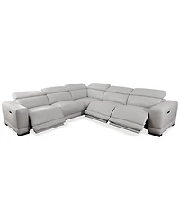 Closeout! Krofton 5-Pc. Beyond Leather Fabric Sectional with 3 Power Motion Recliners, Created for Macy's