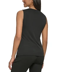 Dkny Petite Asymmetrical Neckline Sleeveless Top