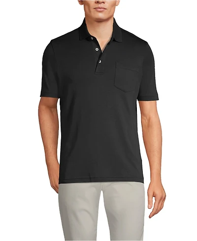 Lands' End Men's Short Sleeve Cotton Supima Polo Shirt with Pocket