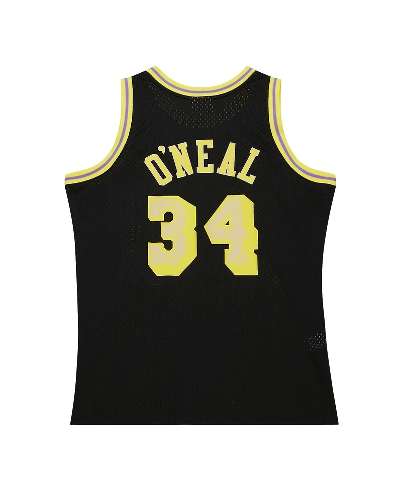 Men's Mitchell & Ness Shaquille O'Neal Black Los Angeles Lakers Swingman Sidewalk Sketch Jersey