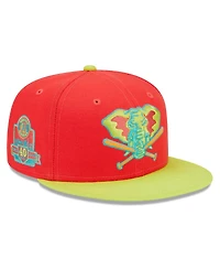 Men's New Era Red, Neon Green Oakland Athletics 40th Anniversary Lava Highlighter Combo 59FIFTY Fitted Hat