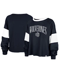 Women's '47 Brand Navy Michigan Wolverines Upside Rhea Raglan Long Sleeve T-shirt