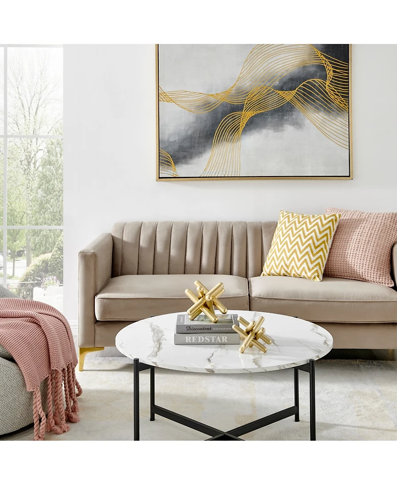Danya B Small and Medium 2-Piece Abstract Gold-Tone Finish Textured Metal Geometric Sculptures Set