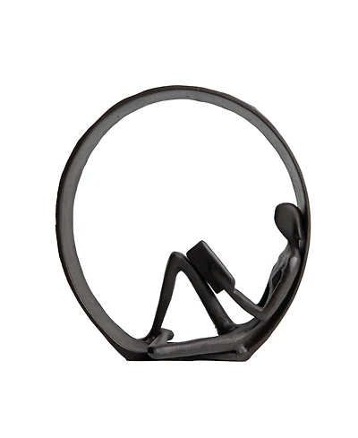 Danya B Contemporary Encircled Male Female Reader Cast Iron 2-Piece Sculpture Statue Set