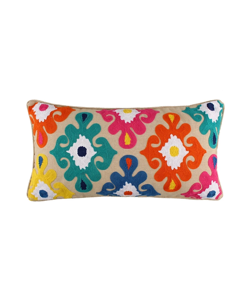 Levtex Fantasia Boho Crewel Stitch Decorative Pillow, 12" x 24"