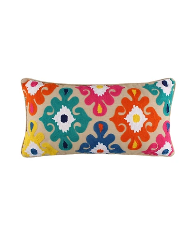 Levtex Fantasia Boho Crewel Stitch Decorative Pillow, 12" x 24"
