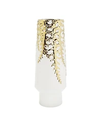 18.5" H White Ceramic Vase Gold-Tone Design