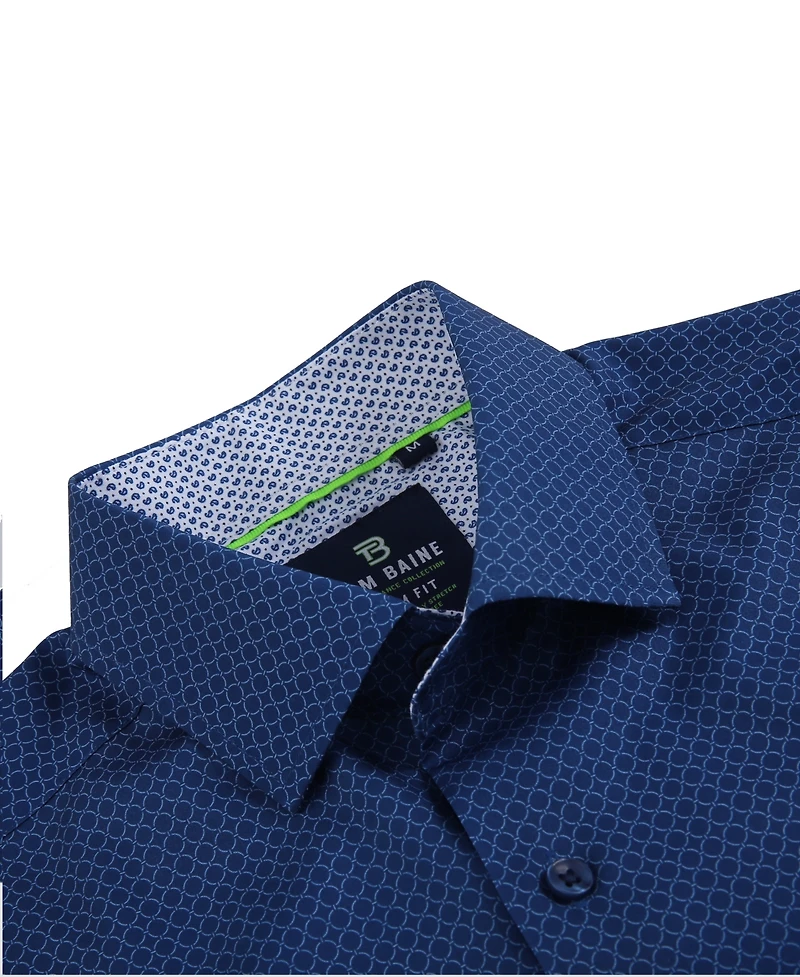 Tom Baine Men's Slim Fit Short Sleeve Performance Stretch Button Down Dress Shirt