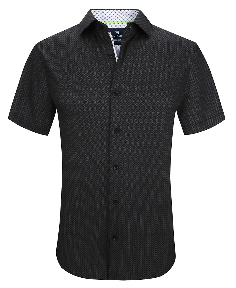 Tom Baine Men's Slim Fit Short Sleeve Performance Stretch Button Down Dress Shirt