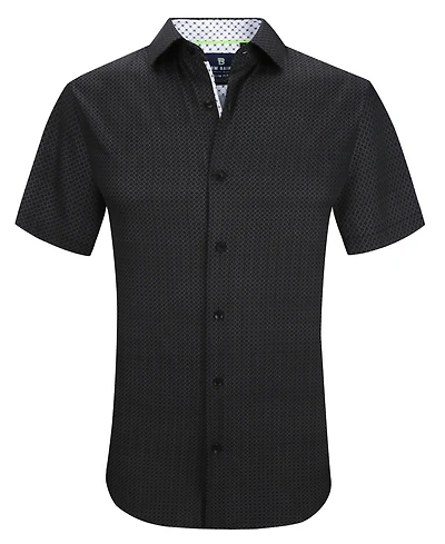 Tom Baine Men's Slim Fit Short Sleeve Performance Stretch Button Down Dress Shirt
