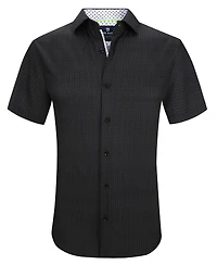 Tom Baine Men's Slim Fit Short Sleeve Performance Stretch Button Down Dress Shirt