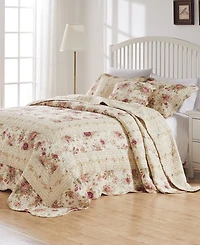 Greenland Home Fashions Antique-Like Rose 100% Cotton Traditional 3 Piece Bedspread Set, Queen