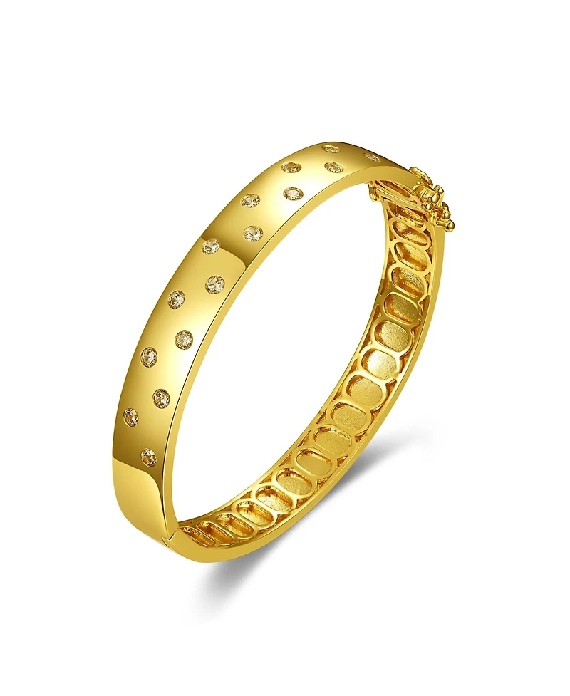 14k Yellow Gold Plated with Cubic Zirconia Starry Sky Bangle Bracelet