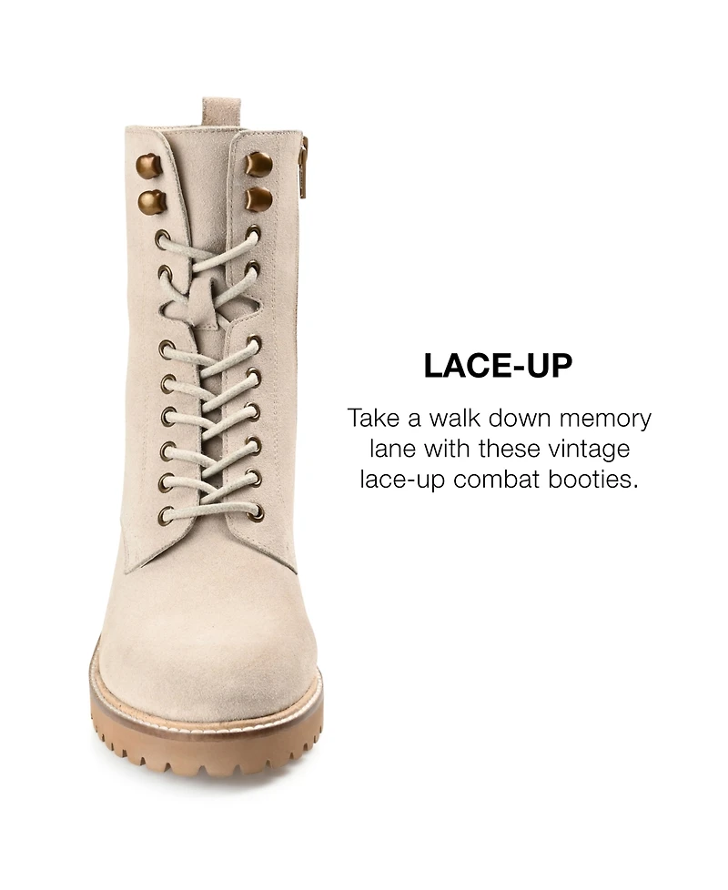 Journee Signature Women's Malle Lace Up Lug Sole Combat Booties