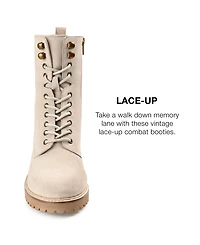 Journee Signature Women's Malle Lace Up Lug Sole Combat Booties